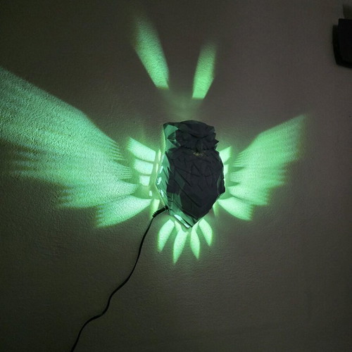 Owl wall light 3d printed, new, gray color