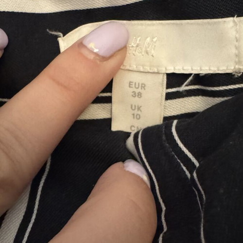 H&M high-waisted pants like new, size 38, dark blue with white stripes
