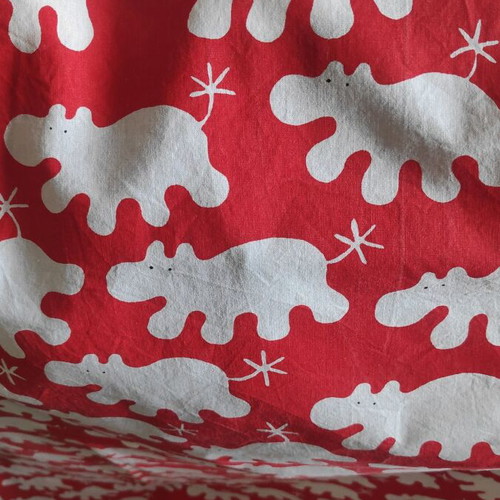 IKEA Red Hippo fabric new, cotton, 120x300cm, Eva Lundgreen 2008