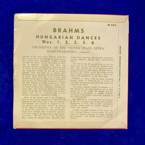 Brahms Hungarian Dances 7-inch vinyl record used, classical