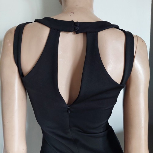Jane Norman black mini dress with gold metal neckline small, like new