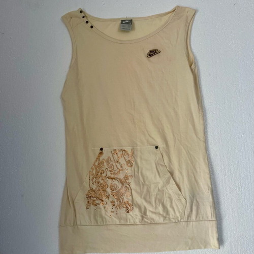 Nike sleeveless women's top size S like new, beige with designs and pocket