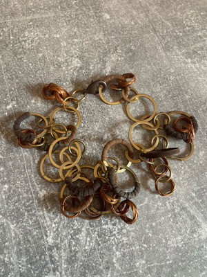 Bracelet with rings used, brown and gold