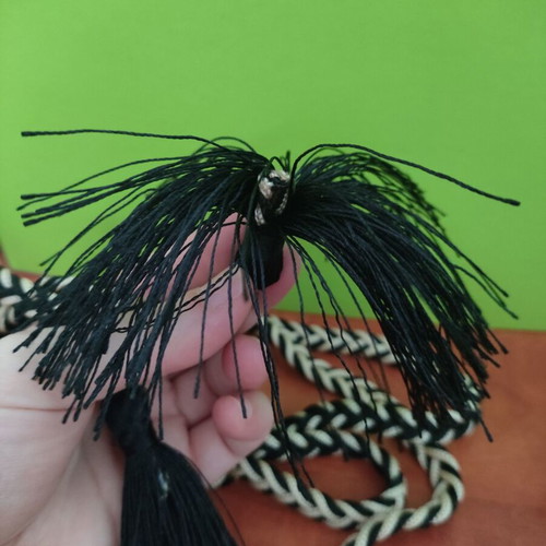 Belt with tassels and fringes, new, black and gold