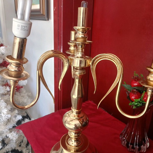 Vintage brass four-light lamp like new, height 60 cm
