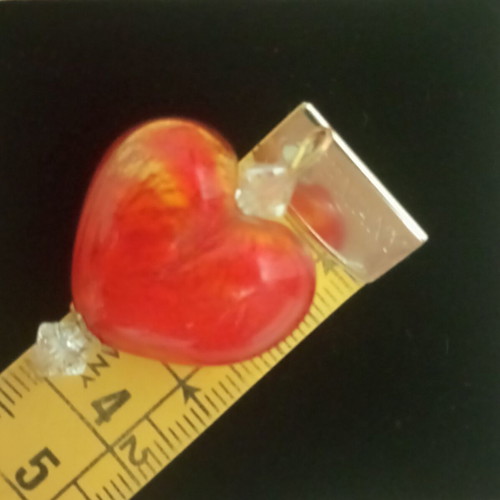Murano glass red heart pendant with Swarovski crystals, gold fleck
