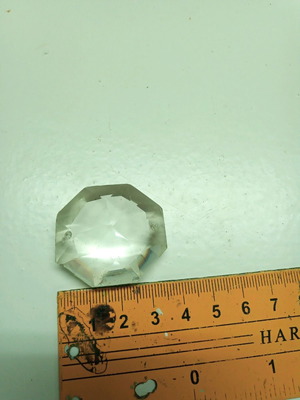 Prismatic transparent crystal 3.5cm with holes for hanging and iris effect