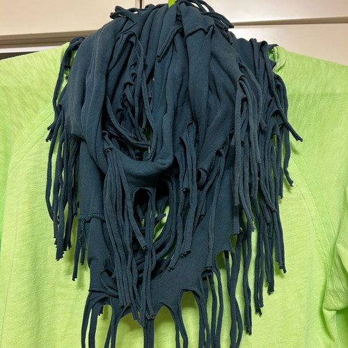 Bimba y Lola cotton scarf with fringes blue new