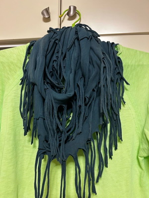Bimba y Lola cotton scarf with fringes blue new