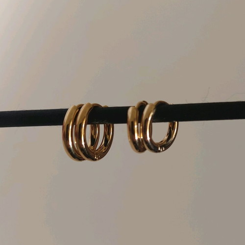 Mini hoop earrings new, stainless steel, gold color set and singles