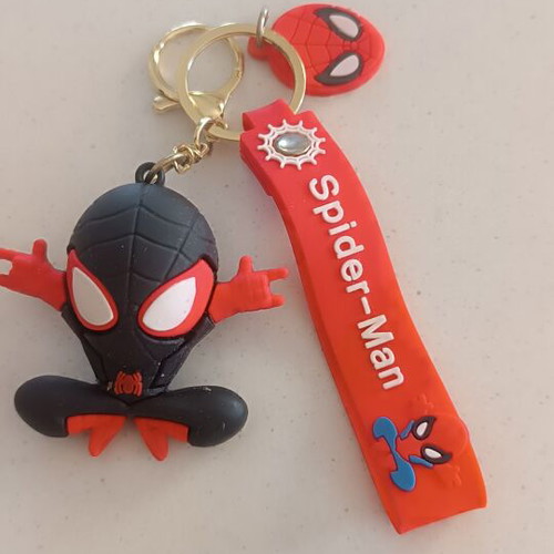 Spiderman 3D silicone keychain with Miles Morales Marvel character