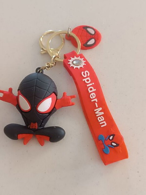 Spiderman 3D silicone keychain with Miles Morales Marvel character