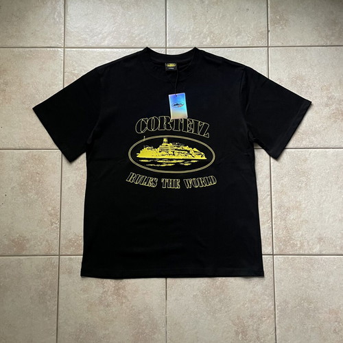Corteiz Alcatraz T-shirt new, black and yellow, size large