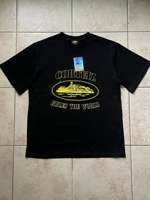 Corteiz Alcatraz T-shirt new, black and yellow, size large