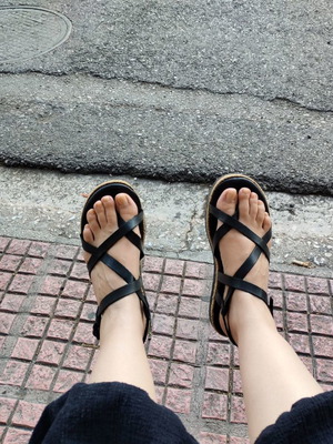 Сандали El Greco употребявани, черни, номер 40, ръчно изработени от кожа