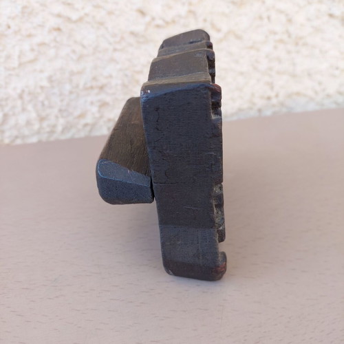 Vintage wooden carved fabric printing stamp used