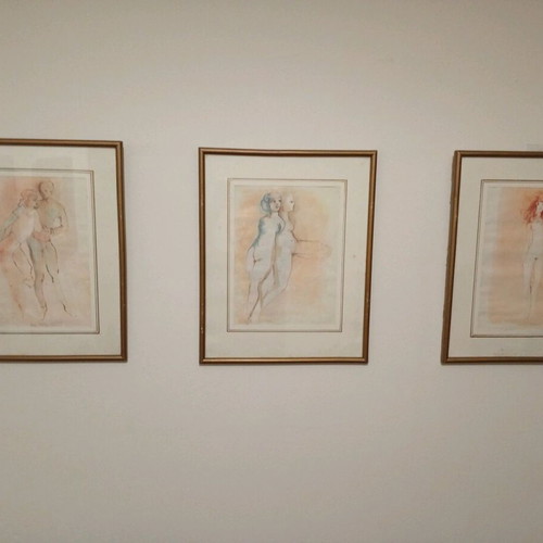 3 Framed Drawings by Leonor Fini Used, Set
