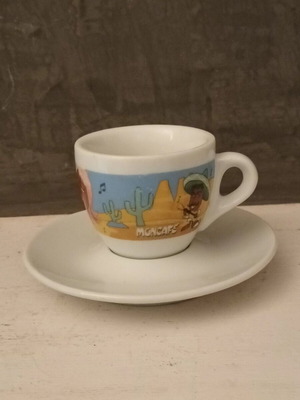 Moncafe promotional coffee cup like new with saucer