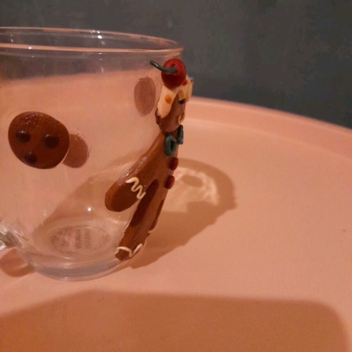 Christmas cup handmade with gingerbread figure
