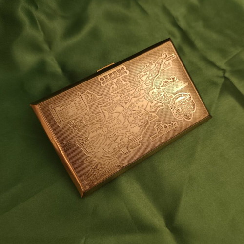 Benlow Weightless Vintage Cigarette Case with Cyprus Map, Like New