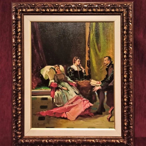 L. Mozelli (The Patient) canvas painting with frame like new