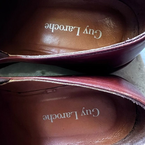 Guy Laroche men's leather shoes dark brown-burgundy like new size 43