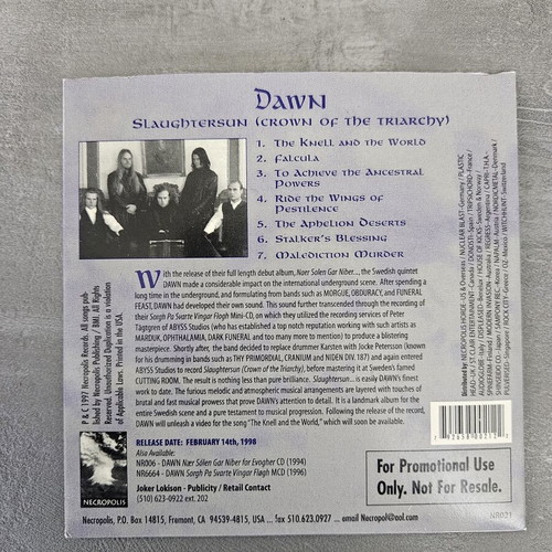 Dawn-Slaughtersun CD original promo 1998, like new Swedish black metal