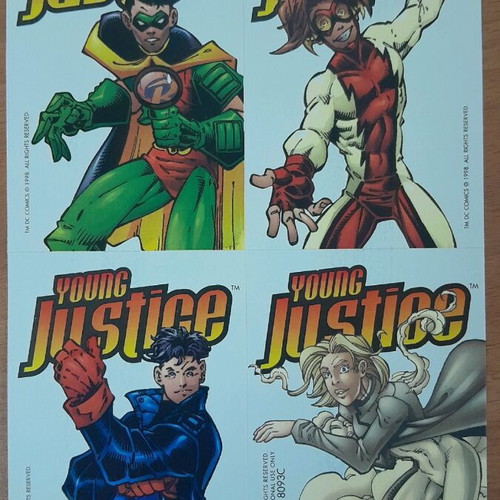 Young Justice 1998 collectible sticker sheet new