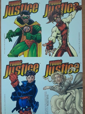 Συλλεκτική καρτέλα αυτοκόλλητων Young Justice 1998 καινούργια