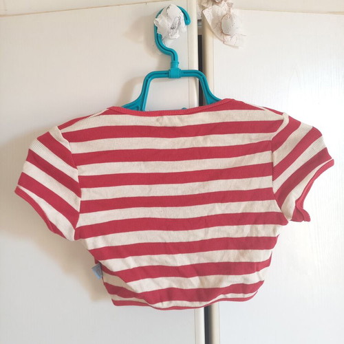 Lynne striped red and white bolero top