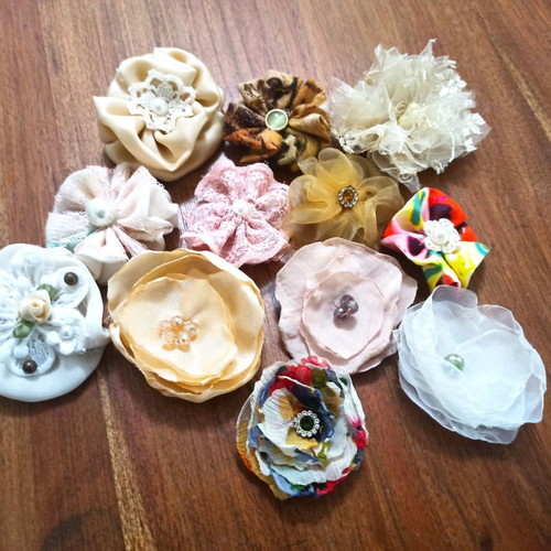 Handmade fabric flowers new, pack of 12 pieces
