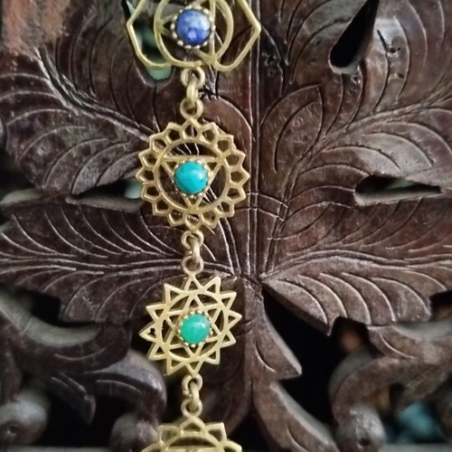 Stainless steel chakra earrings with semi-precious stones