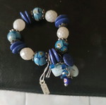 Vintage handmade bracelet with blue and white real stones