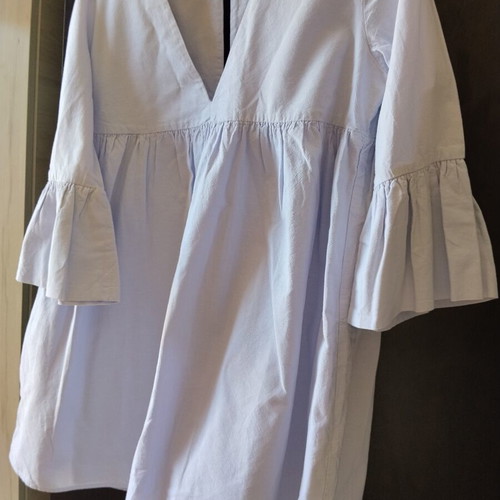 Zara mini dress baby blue S cotton like new with built-in shorts