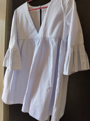 Zara mini dress baby blue S cotton like new with built-in shorts