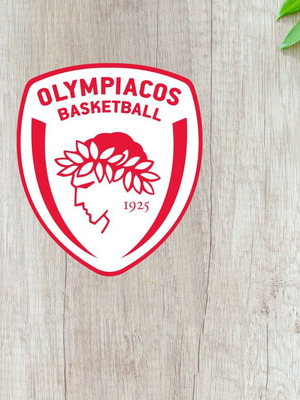 Αυτοκόλλητο Ολυμπιακός Μπάσκετ γυαλιστερό χαρτί καινούργιο