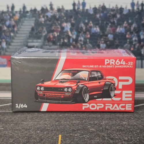 Pop Race Nissan Skyline GT-R V8 Drift 1/64 Orange new