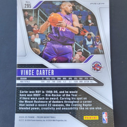 Vince Carter Raptors 2024-25 Panini Prizm Basketball Card Prizms Green like new