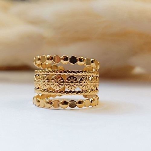 Steel adjustable ring Anatoli new, gold-colored