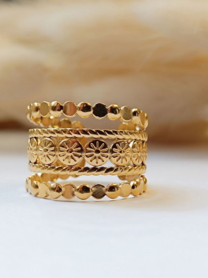 Steel adjustable ring Anatoli new, gold-colored
