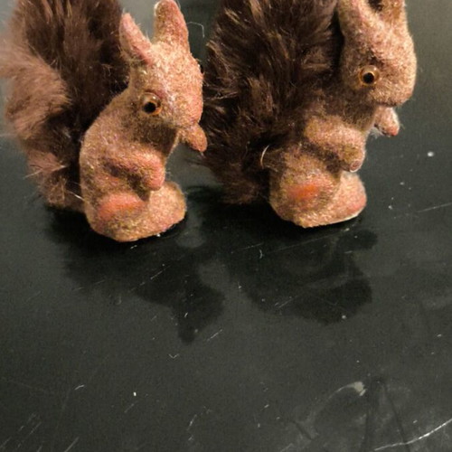 Vintage pins small velvet squirrel figures used