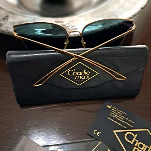 Charlie Max women's sunglasses gold with pink lenses like new