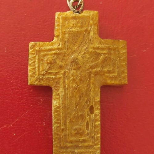 Aghioritic Crucifix 18th Century Used, Horn Chest Cross