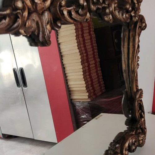 Very old carved wooden mirror like new