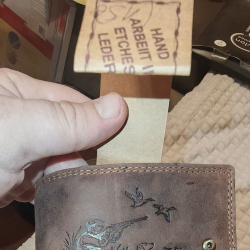 Leather RFID Wallet with Hunting Motif New Brown