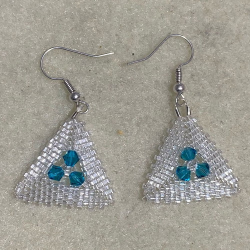 Miyuki bead earrings new, white and turquoise