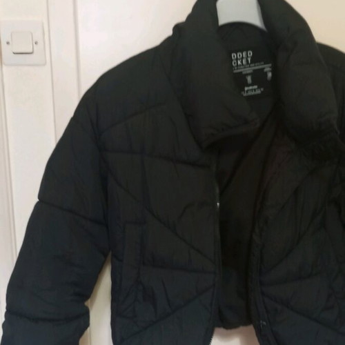 Cropped jacket used, black, Stradivarius, size S