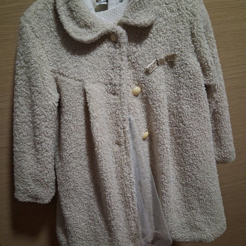 Evita dress and coat set for 3-year-old girls new, beige and gold glitter