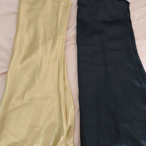 Satin nightgowns like new, size large, set with blue, black, orange and gold