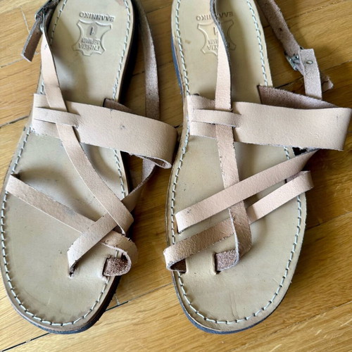 Handmade leather sandals used, size 39-39.5